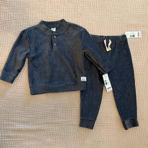 Blue Ribbed Toddler Set